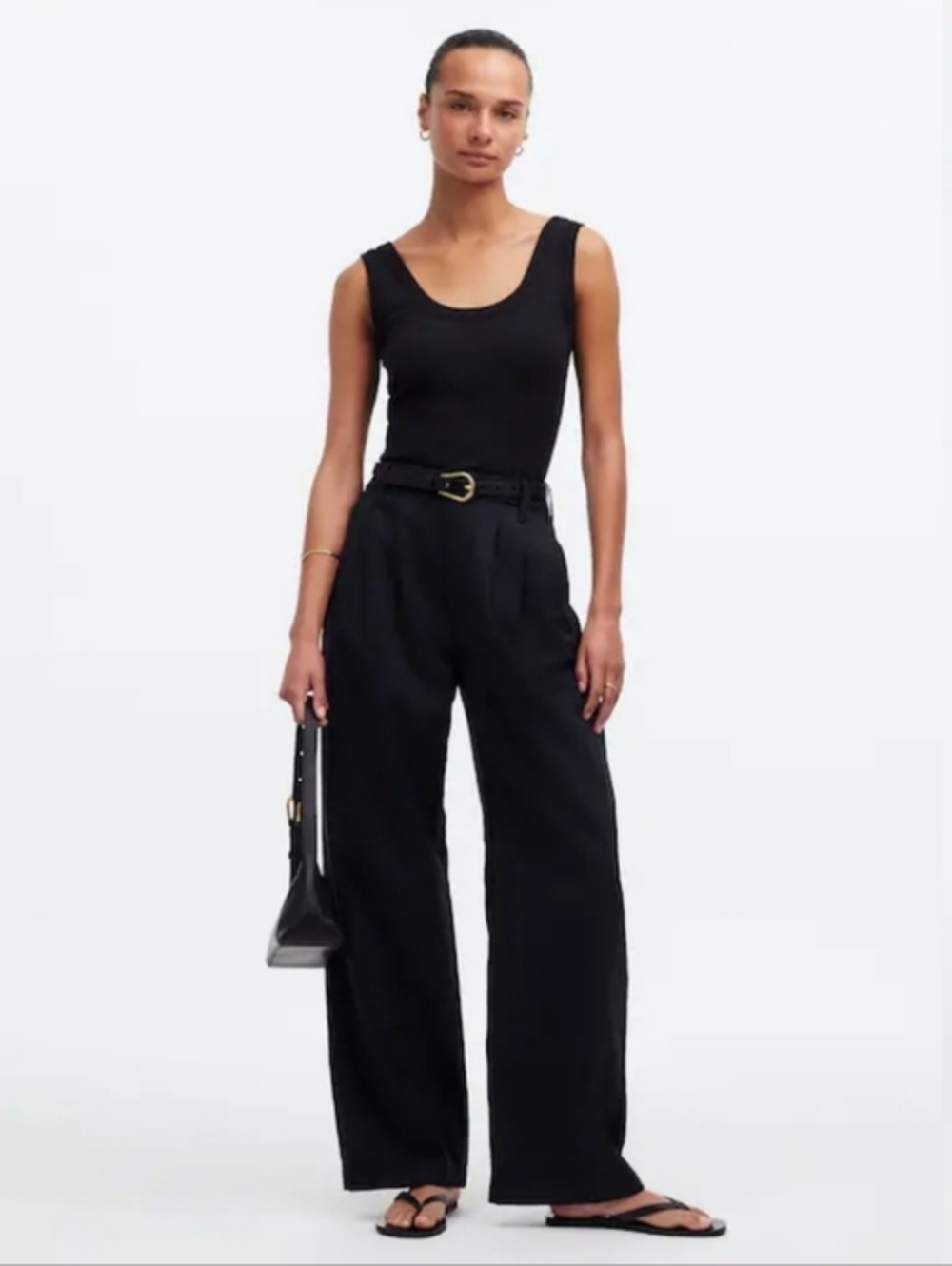 Madewell Harlow Wide Leg Pants Black Size 10 - Picture 2 of 12